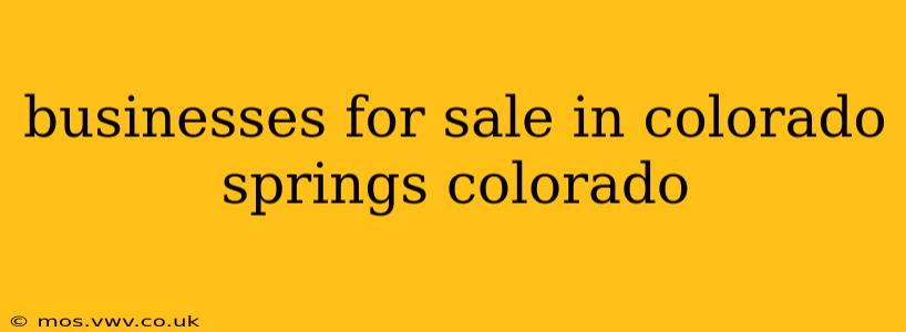 businesses for sale in colorado springs colorado