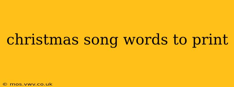 christmas song words to print