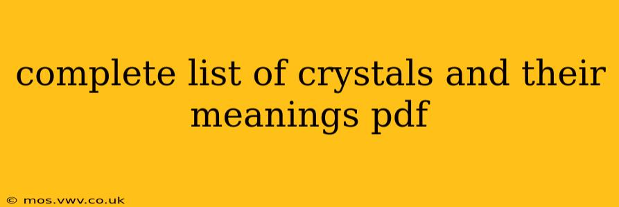 complete list of crystals and their meanings pdf
