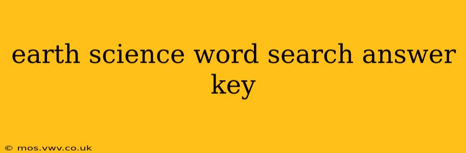 earth science word search answer key