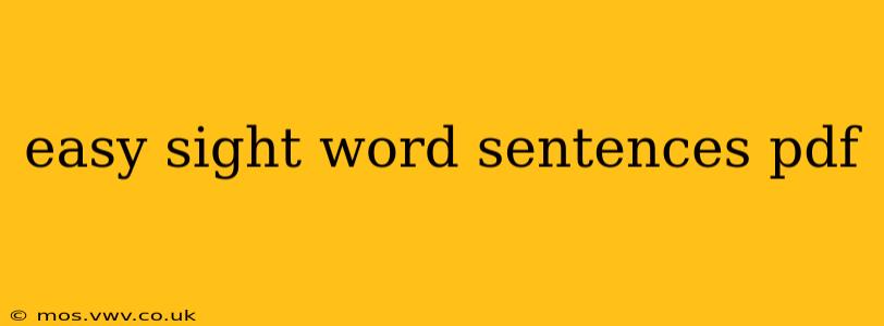 easy sight word sentences pdf