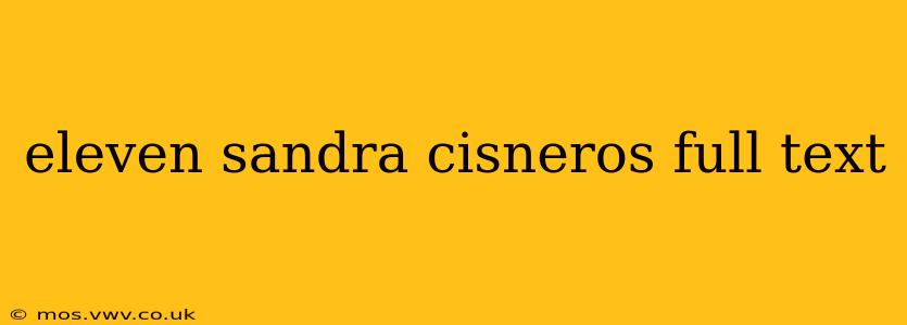 eleven sandra cisneros full text