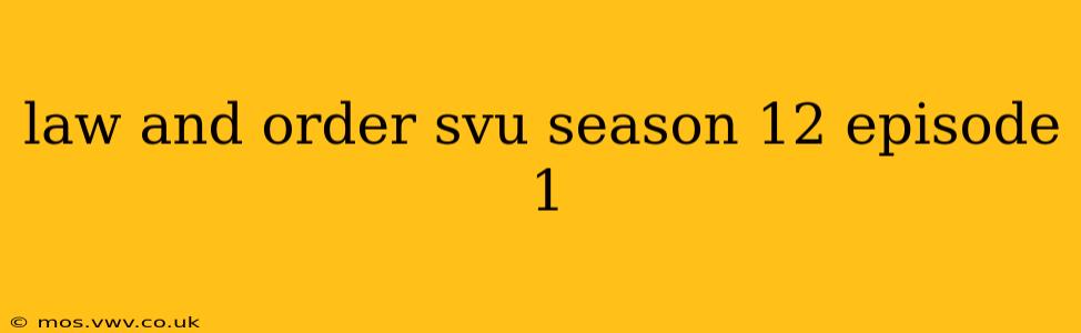law and order svu season 12 episode 1