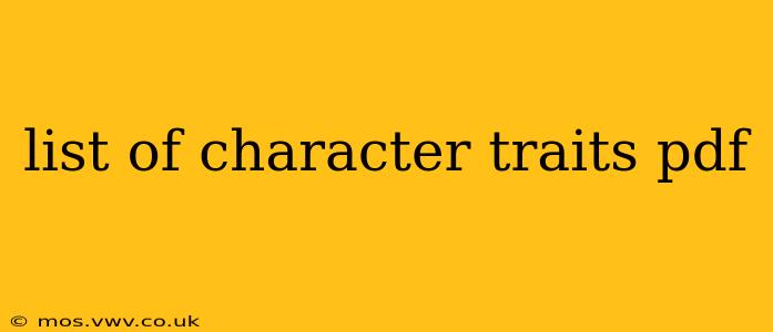 list of character traits pdf