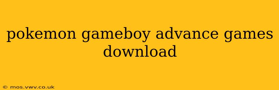 pokemon gameboy advance games download