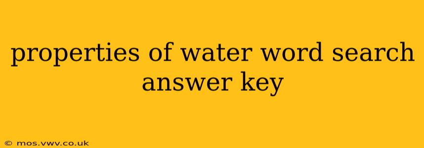 properties of water word search answer key