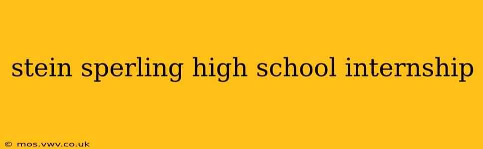 stein sperling high school internship