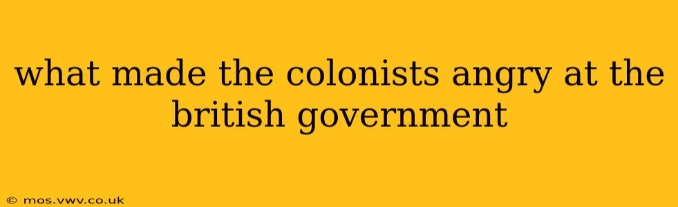 what made the colonists angry at the british government