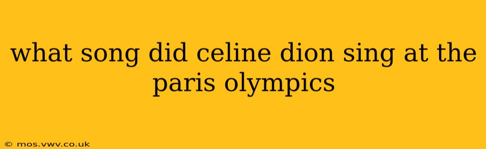 what song did celine dion sing at the paris olympics
