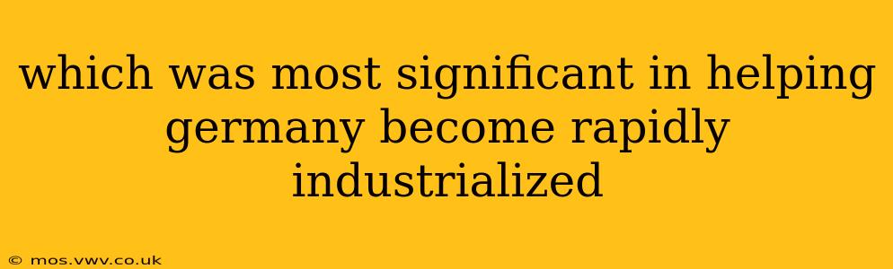 which was most significant in helping germany become rapidly industrialized
